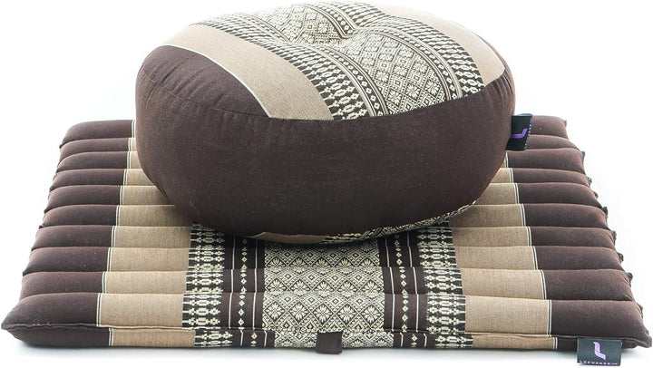 Leewadee Meditationsset Yogaset aus Meditationskissen Zafu und Kleiner rollbarer Sitzmatte Zabuton Ö