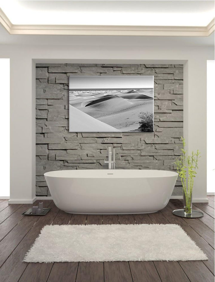 schöne Wüste am Meer schwarz/weiss Format: 100x70 auf Leinwand, XXL riesige Bilder fertig gerahmt mi