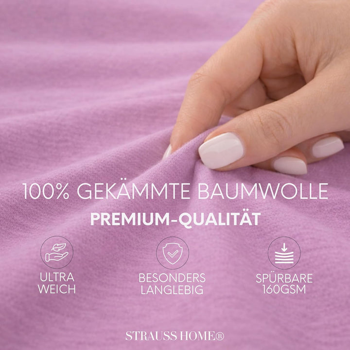 Strauss Home ® Jersey Spannbettlaken Spannbetttuch Bettlaken 100% Baumwolle 180x200-200x200 cm (Pfla