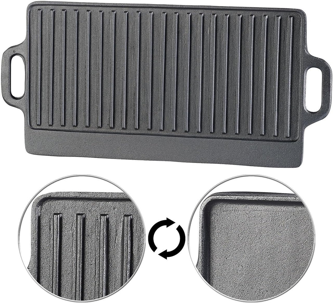Rosenstein & Söhne Gussplatte: Gusseiserne Wende-Grillplatte für Ofen, Herd und Grill, 51 x 23,5 cm