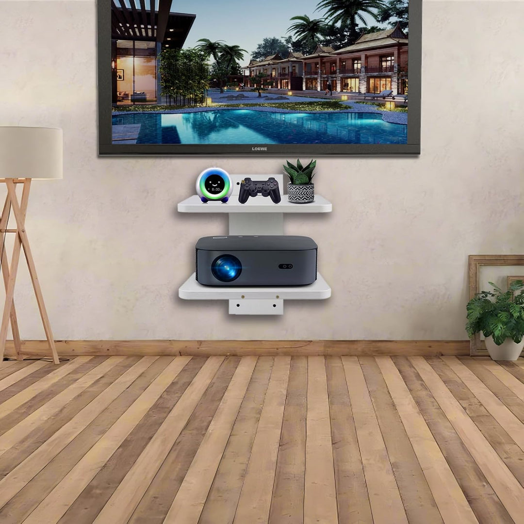 BiJun Floating TV Regal Schrank, Hi-Fi Regal Holz Möbel Rack TV-Einheit Wandmontage unter TV, Entert