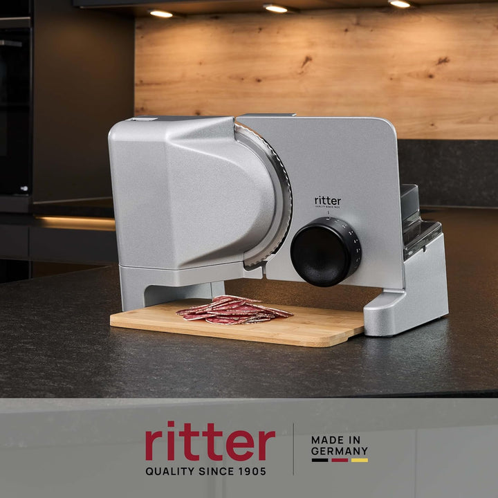 ritter varido 5 Elektrischer Allesschneider & Brotschneidemaschine aus Metall mit ECO-Motor, Made in