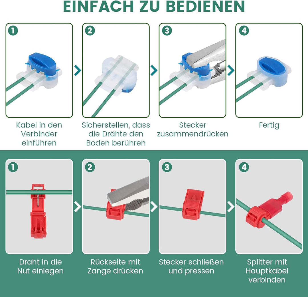 150M Begrenzungskabel Mähroboter – 200 Erdnägel, 20 Mähroboter Kabelverbinder & 10 Anschlussklemmen