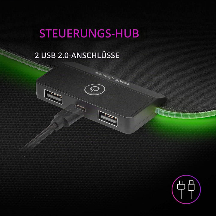 Mars Gaming MMPRGB2, Mauspad Gmaing XXL, RGB 12-Modi, 2X USB 2.0, Schwart, MMPRGB2
