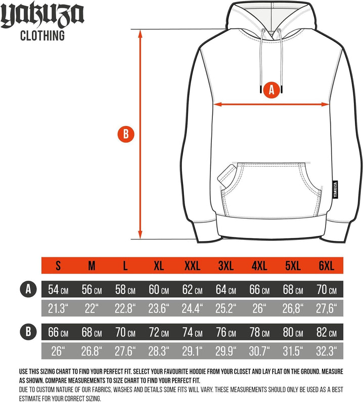 Yakuza Herren Rising Skull Hoodie Kapuzenpullover S Schwarz, S Schwarz