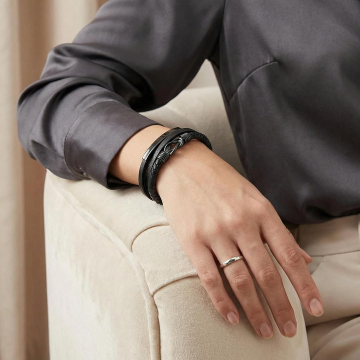 UNIQAL | Personaliesiertes Lederarmband mit Gravur "SHAPE" Herren Damen | Leather Bracelet mens | Ma