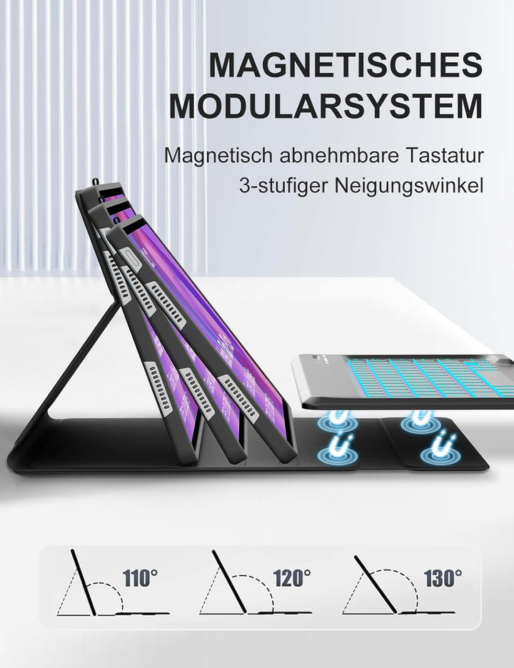 JADEMALL Hülle mit Tastatur für Lenovo Idea Tab Plus 12,1 Zoll (2025) TB361FU/TB361ZU, QWERTZ Deutsc