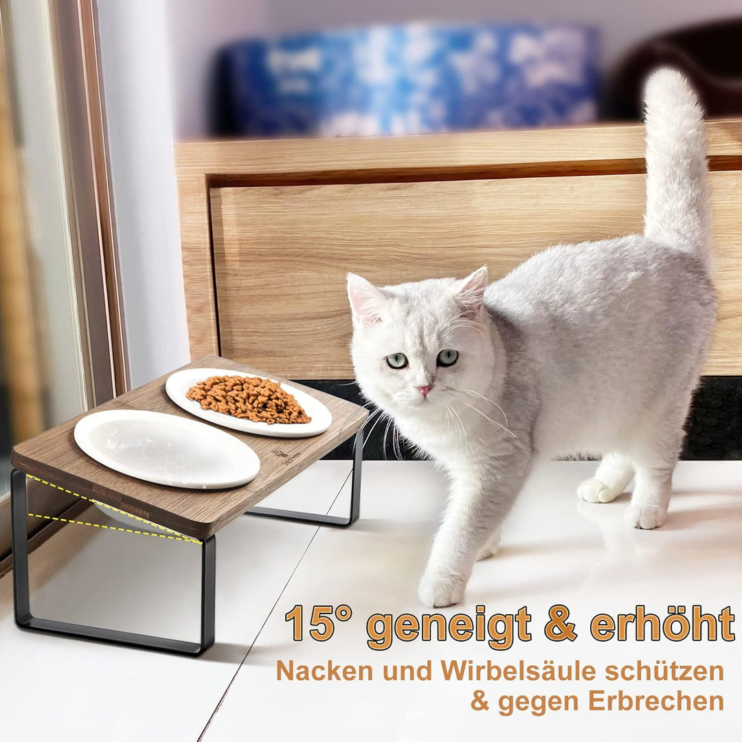GUUSII HOME Futterstation Katzen Erhöht Katzen Fressnapf Katze Erhöht Ergonomischer Katzennapf Erhöh