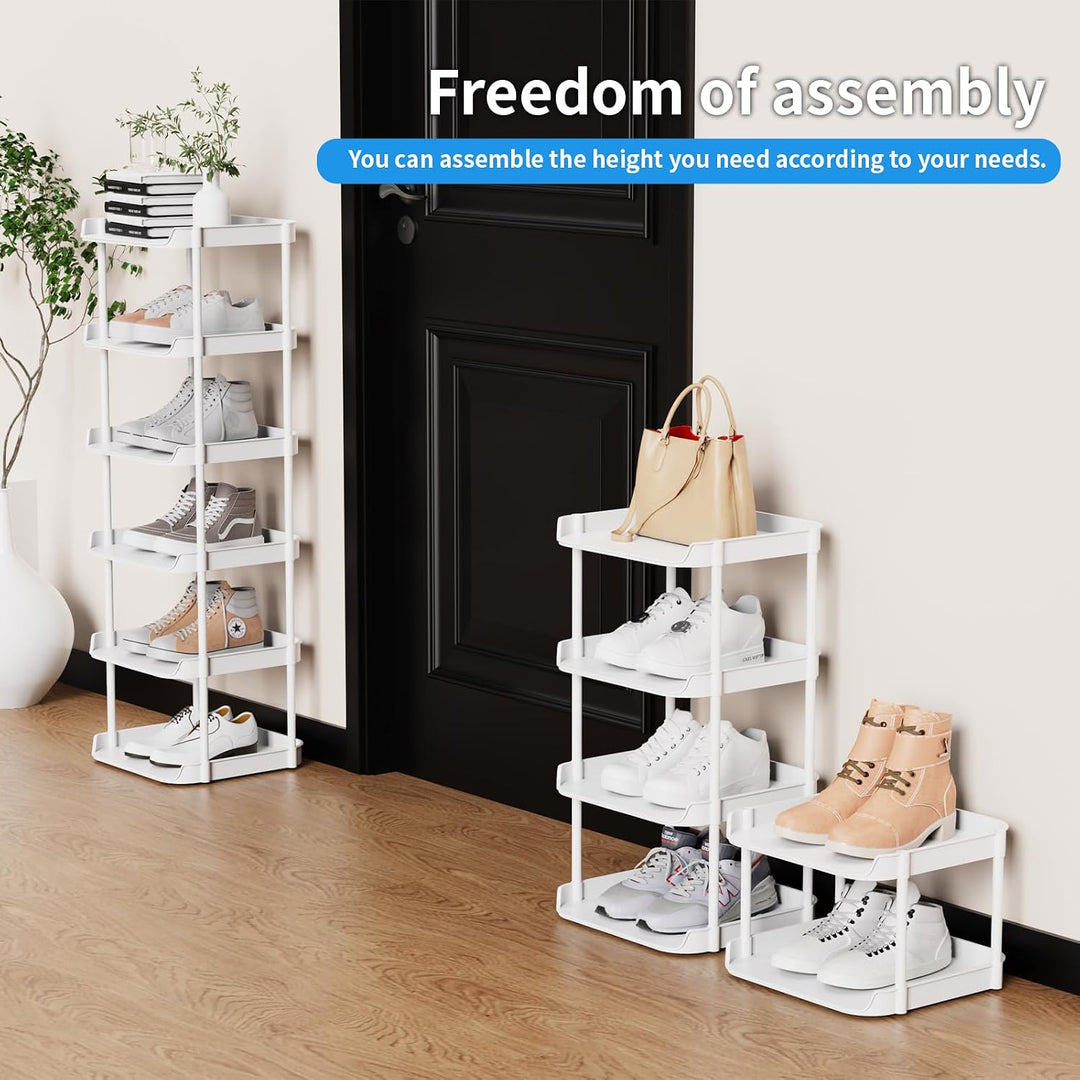 6 Ebenen Schmal Schuhregal, Mehrschichtiges Hoch Schuhregale Platzsparend, Stapelbar Klein Standrega