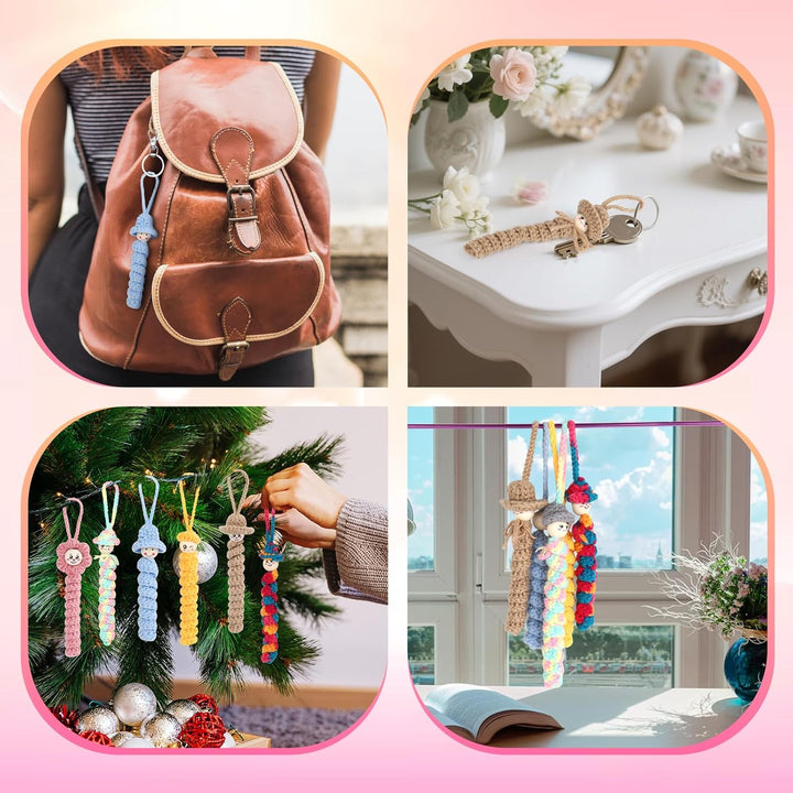 Coopay Sorgenwürmchen Häkelset, Häkel Set für Glückswürmchen mit 10x25g Bunt Häkelgarn, Glückswürmch