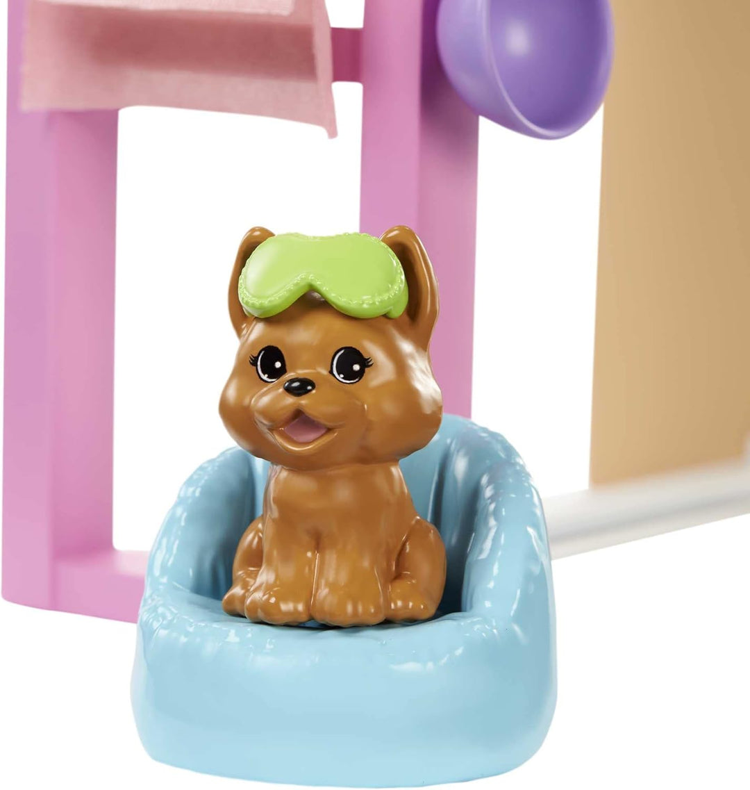 Barbie GJR85 Wellness Gesichtsmasken Spielset, brünette Puppe, Hündchen, Formen und Knete Brünett Si