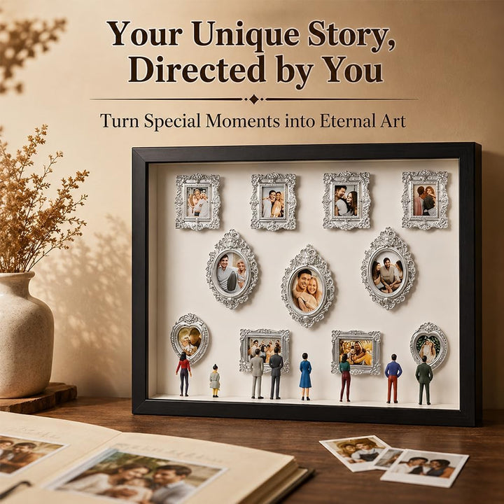 DIY Mini Museum Silhouette Box, ZMCVOE 11 PCS Mini Bilderrahmen Vintage & 8 Figuren, Museum of Us mi