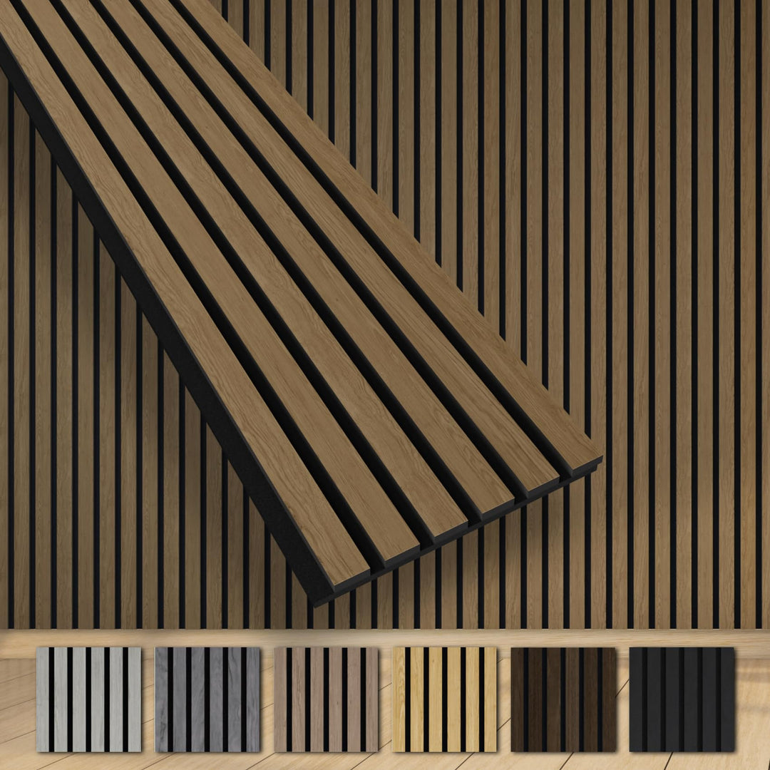 HEXIM Akustikpaneele 4 Stück 280x30cm Holz Grande - XXL Wandpaneele Platten Lamellen Holzpaneele Ech
