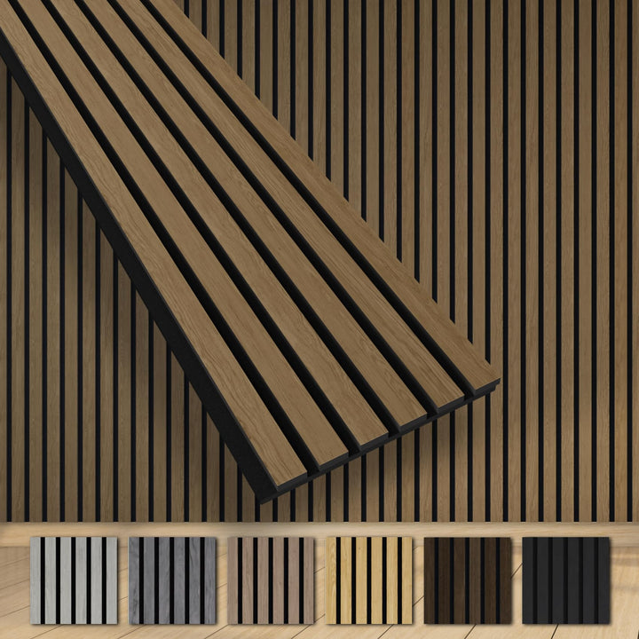 HEXIM Akustikpaneele 4 Stück 280x30cm Holz Grande - XXL Wandpaneele Platten Lamellen Holzpaneele Ech