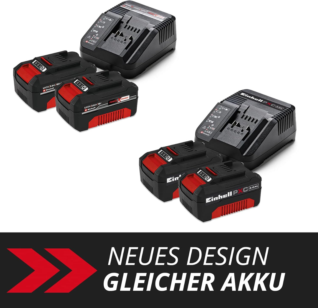 Original Einhell Starter Kit 2x 3,0 Ah Akkus und Ladegerät Power X-Change (Li-Ion, 18 V, 60 min Lade