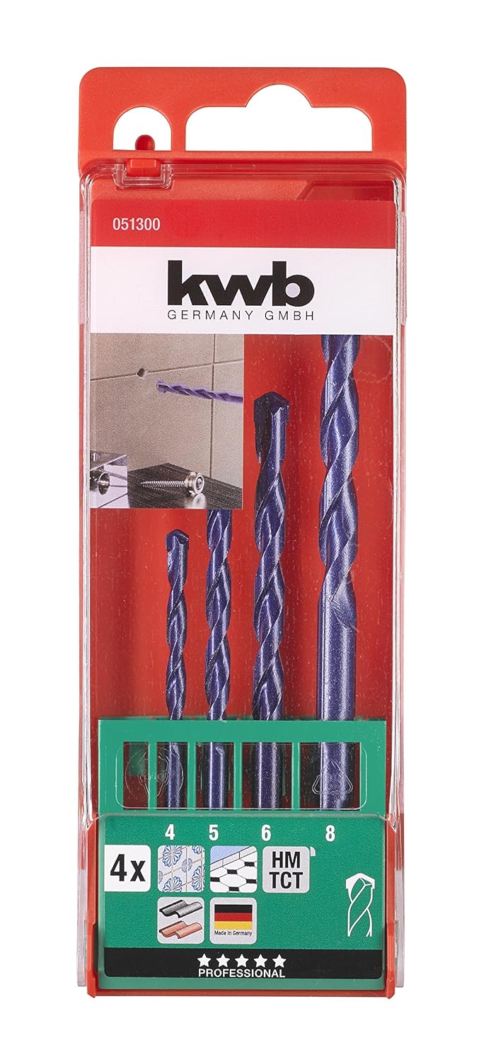kwb Feinsteinzeugbohrersatz, 4-tlg, 4 5 6 8 mm 4, 5, 6, 8 mm, 4, 5, 6, 8 mm