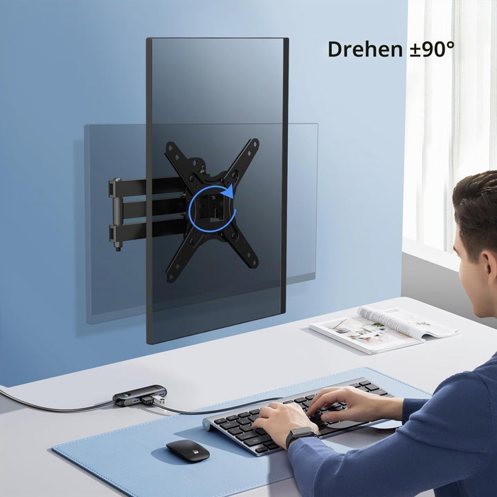 Suptek TV-Wandhalterung für 13-42 Zoll Fernseher, Drehbare, Schwenkbare, Neigbare TV-Wandhalterung m