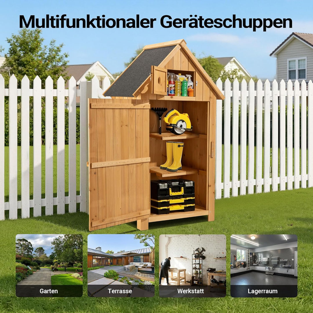 Schmales Gartenhaus aus Fichtenholz mit Bitumendach 770x540x1370mm für Garten, Terrasse & Balkon