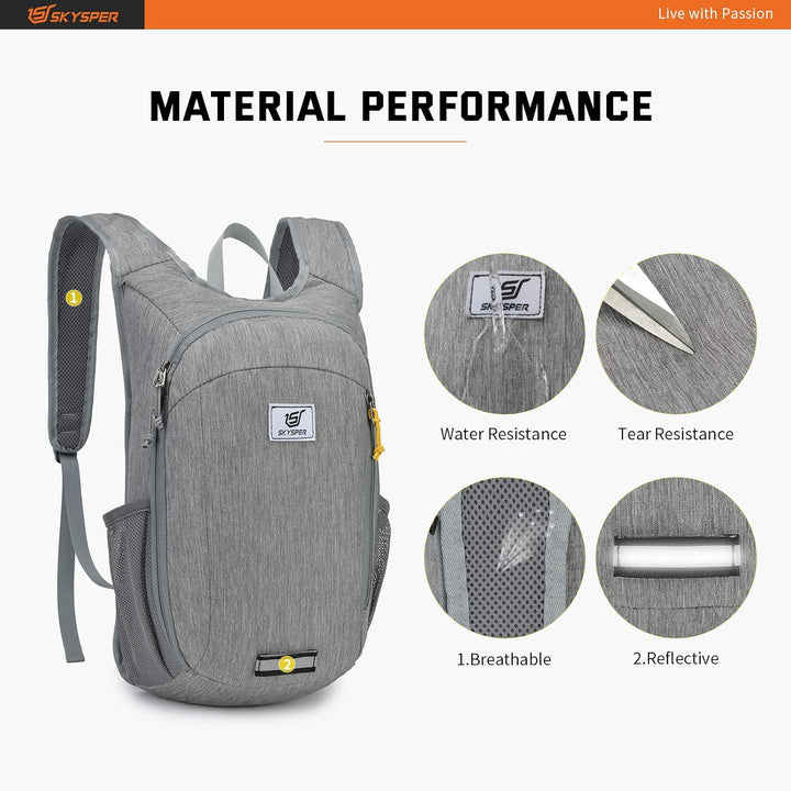 SKYSPER 10L/15L/20L Faltbarer Rucksack Ultraleicht Tagesrucksack Wasserfest Daypack Reiserucksack Wa