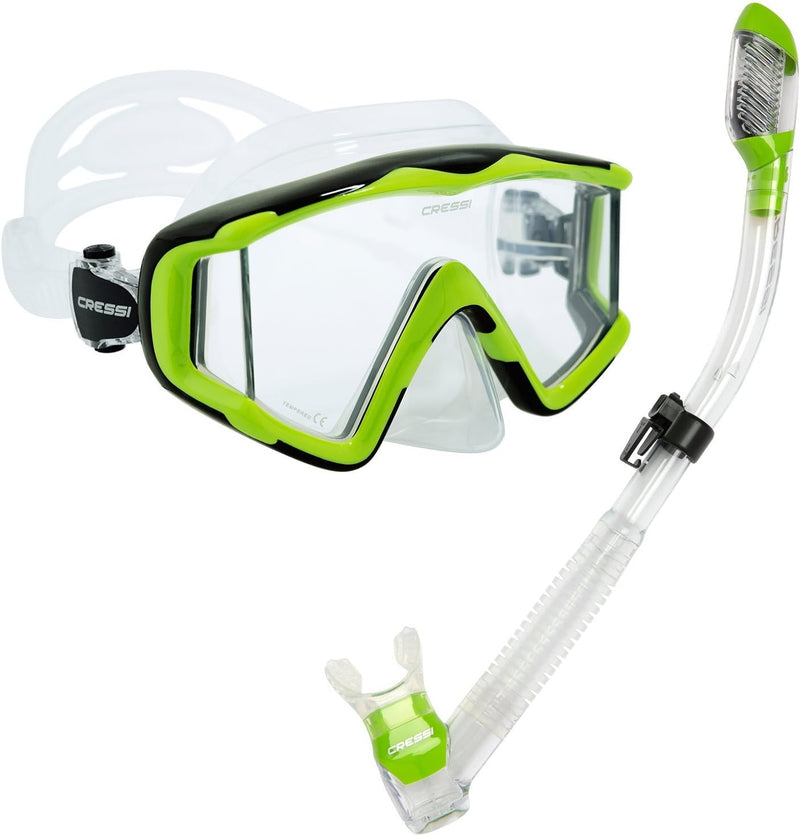 Cressi Panorama-Maske und Trocken-Schnorchel-Set zum Schnorcheln, Tauchen, Pano 3 & Supernova Dry: e