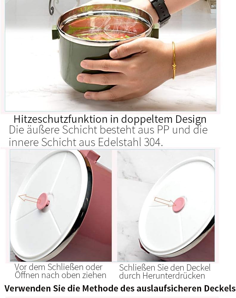 SANQIAHOME 2 Schichten Mehrschichtige stapelbare Edelstahl-Lunchbox,Auslaufsicher,blau Blau 2 Schich