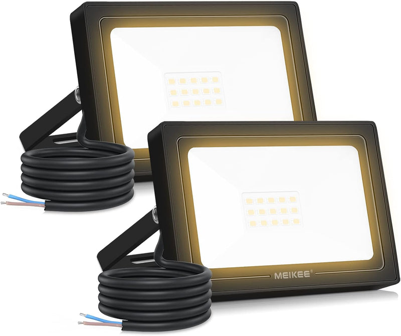 MEIKEE 15W LED Strahler Aussen 2 Stücke 1200LM Superhell Aussenstrahler IP66 Wasserdicht LED Fluter