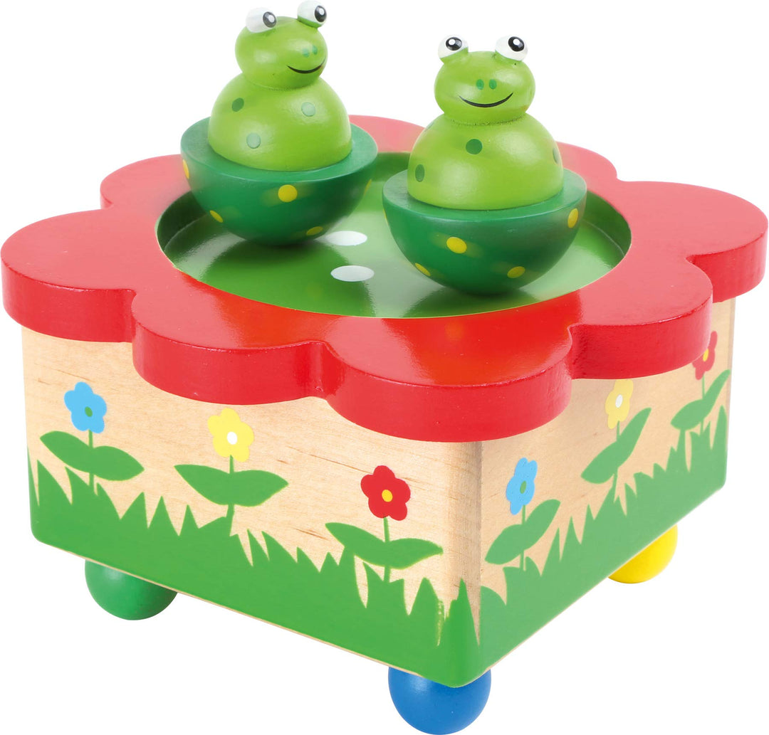 small foot 7541 Spieluhr "Froschteich" aus Holz, mit bunten Fröschen, die zur Melodie tanzen, ab 3 J