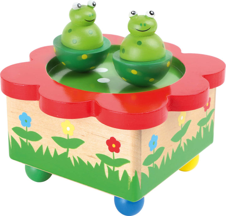 small foot 7541 Spieluhr "Froschteich" aus Holz, mit bunten Fröschen, die zur Melodie tanzen, ab 3 J