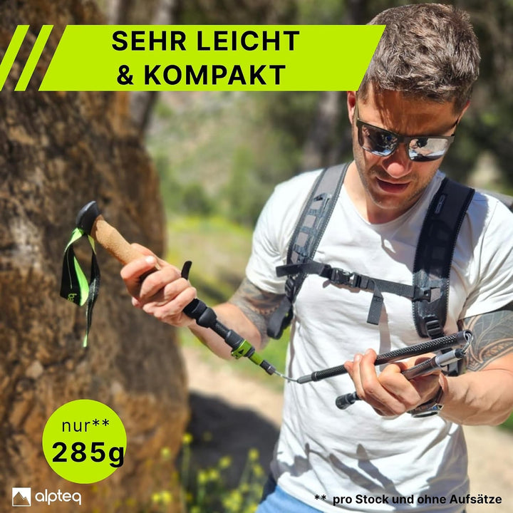Wanderstöcke faltbar Carbon oder Aluminium mit Korkgriff | Bergsport Trekkingstöcke | Nordic Walking