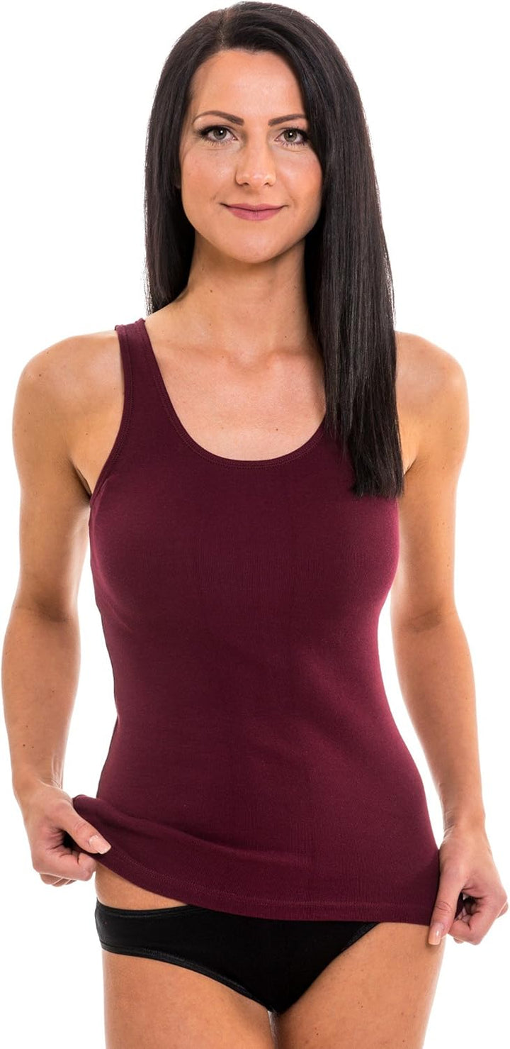 HERMKO 1310 4er Pack Damen Tank Top aus Bio-Baumwolle S Bordeaux, S Bordeaux
