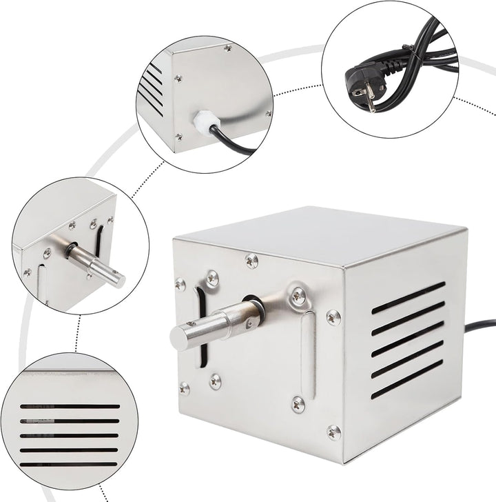 Futchoy Grillmotor für Grillspiess 25W Edelstahl Grillspiess Motor bis 100KG Belastbar BBQ Drehmotor