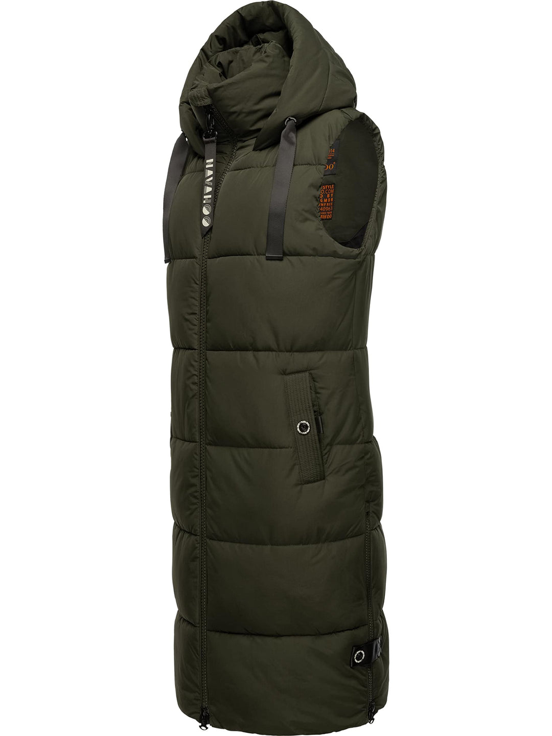 Navahoo Damen ärmellose Lange Outdoorweste warme Winterjacke Schnuffelchen XS-3XL XS Dark Olive, XS