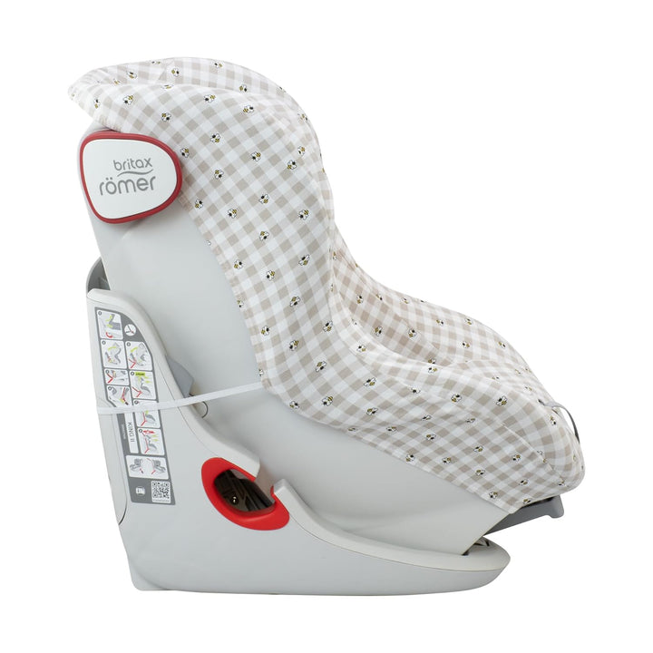 JYOKO Kids Universal-Autositzbezug aus Baumwolle mit Kopfteil (Picnic Vichy) Picknick Vichy, Picknic