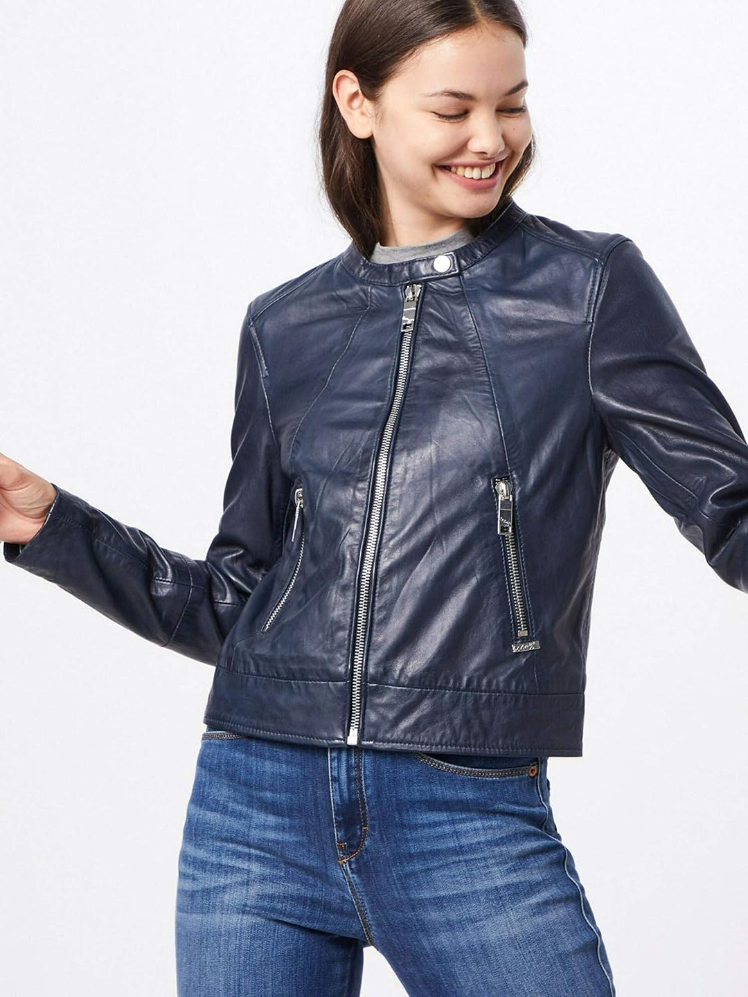 Maze Damen Lederjacke Grenada XS Blau, XS Blau