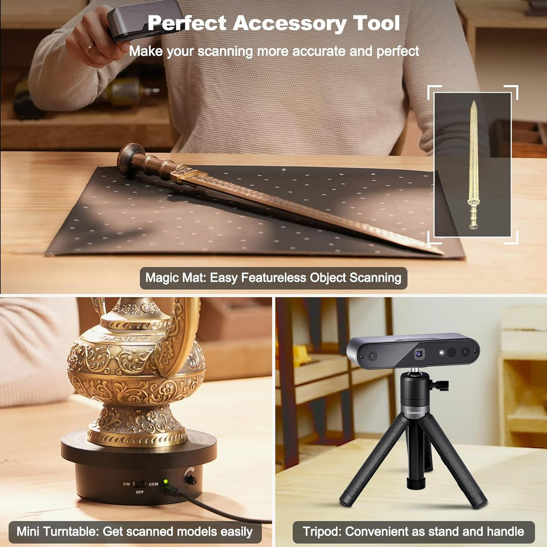 Revopoint Inspire 3D Scanner für 3D-Druck, 0,2 mm Genauigkeit, 18FPS Scangeschwindigkeit Tragbarer 3