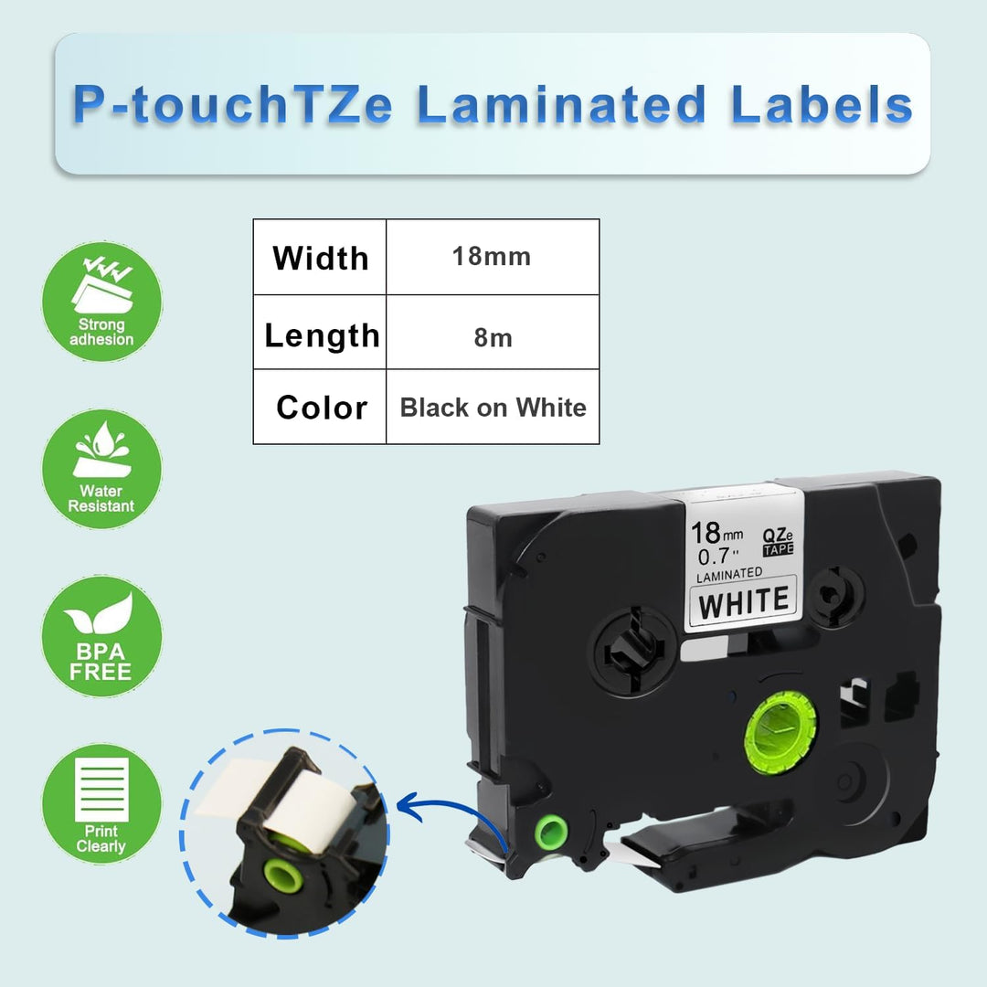 Molabel 10pack TZe-241 Black on white compatible with Brother equipment tape for Brother PT-D400, PT
