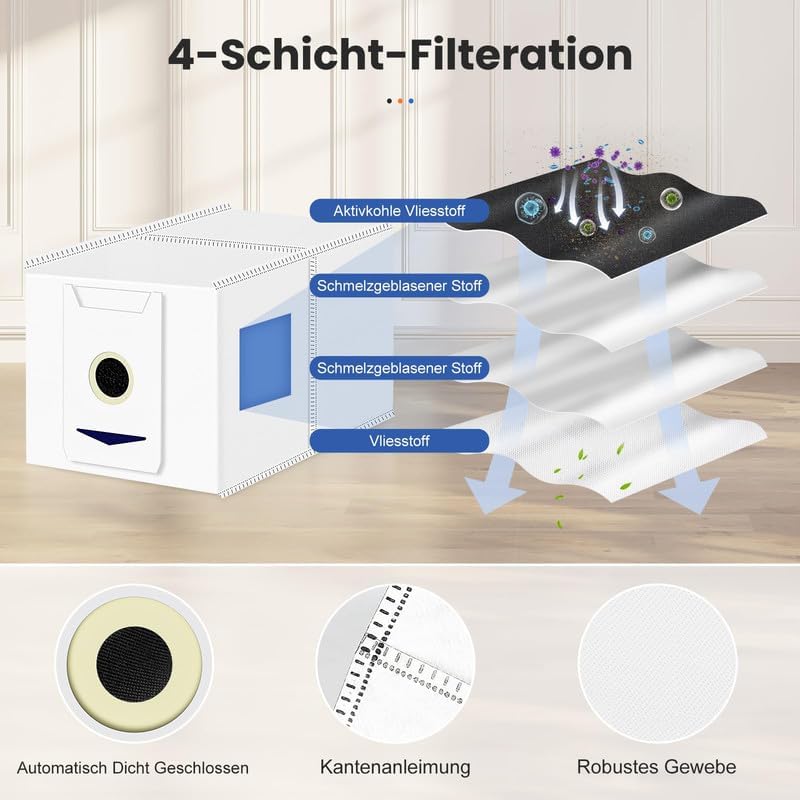 12 Stück Staubbeutel für Ecovacs Deebot T30 Omni / T30 Pro Omni Roboter, 3L Grosse Kapazität, Staubs