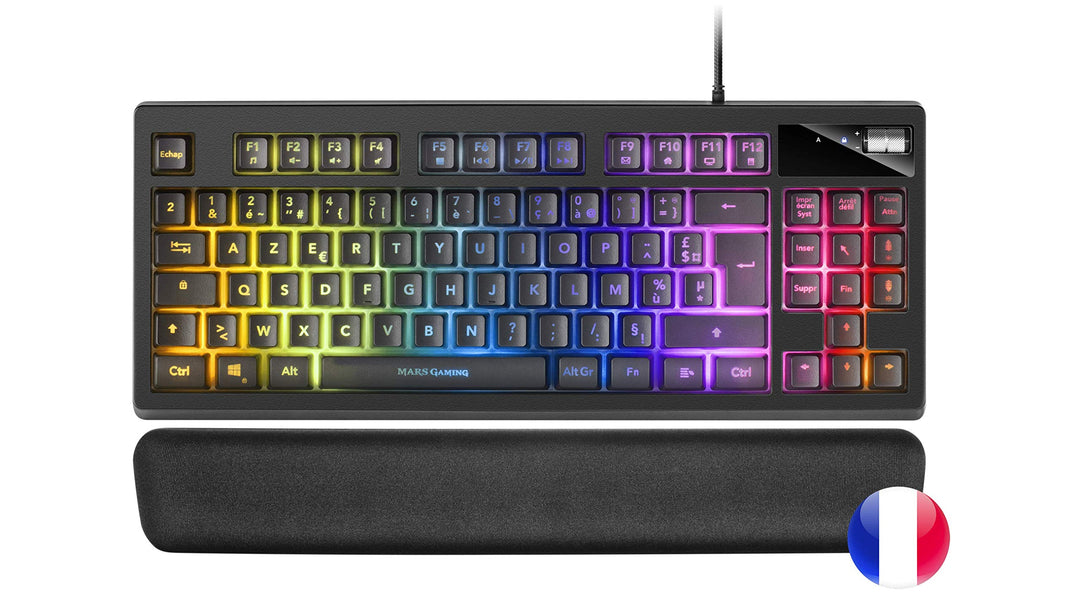 Mars Gaming MKAXFR TKL H-Mech Kompakttastatur, RGB-Beleuchtung 9 Effekte, Gel Handballenauflage, Sch