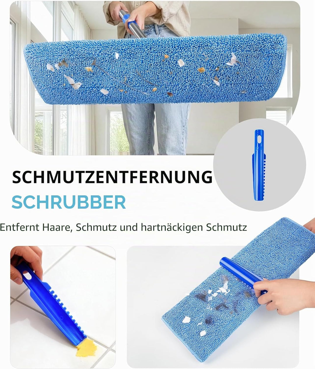 MR.SIGA Professionelle Mikrofaser-Wischmop Bodenwischer Reinigung für Hartholz-, Laminat-, Fliesenbo