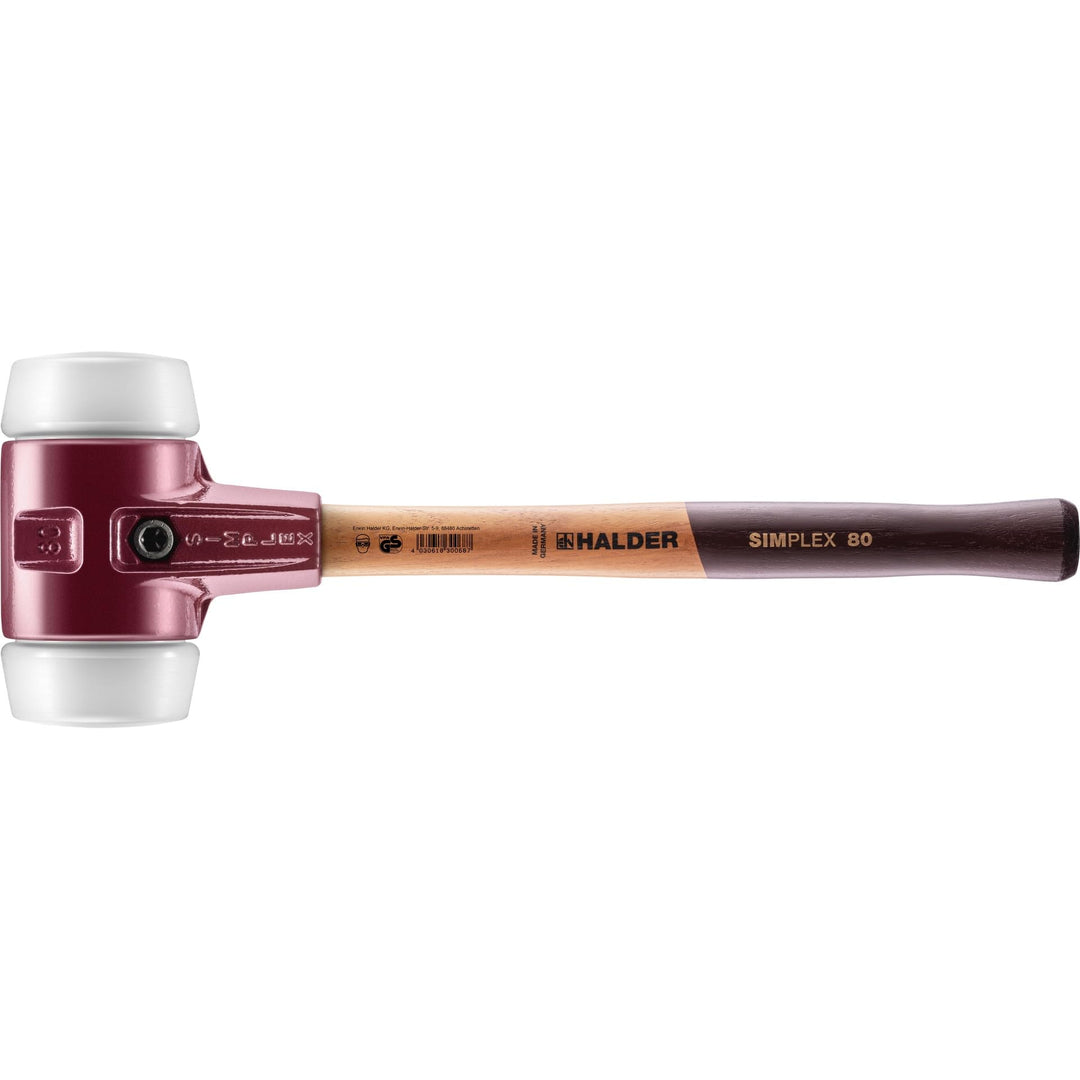 SIMPLEX-Schonhammer, Superplastik; mit Tempergussgehäuse und hochwertigem Holzstiel | D=80 mm | 3007