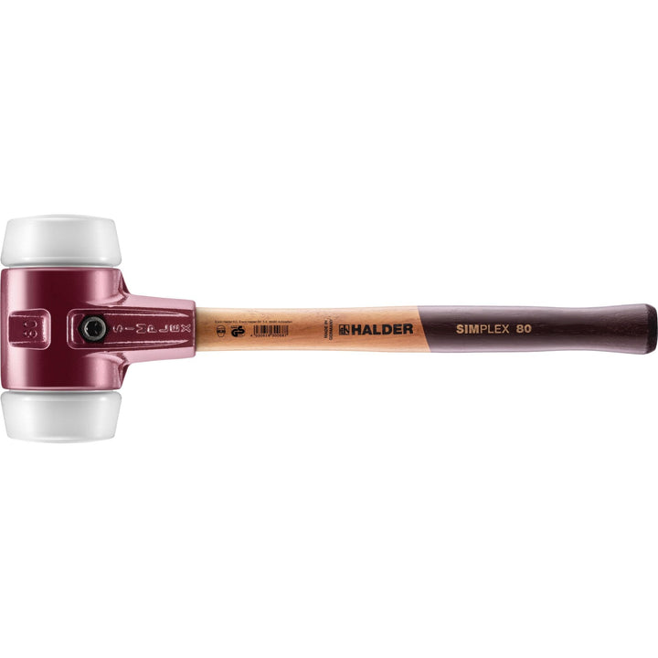 SIMPLEX-Schonhammer, Superplastik; mit Tempergussgehäuse und hochwertigem Holzstiel | D=80 mm | 3007