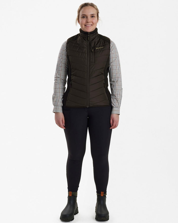 Deerhunter Lady Caroline Gepolsterte Weste mit Strick Brown-Blatt