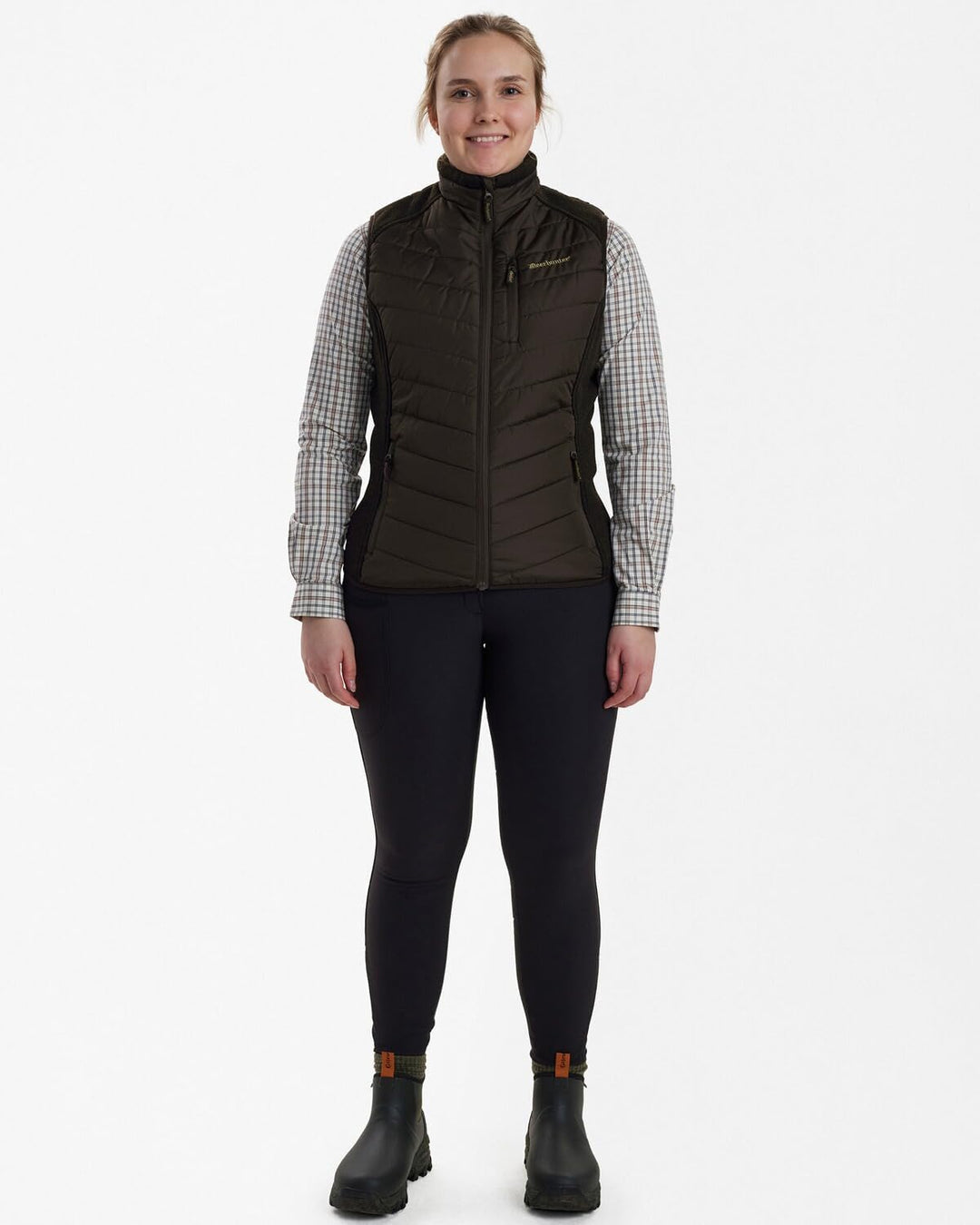 Deerhunter Lady Caroline Gepolsterte Weste mit Strick Brown-Blatt 38, 38