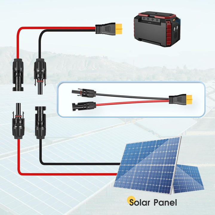 Thlevel Solarladekabel Solarstecker Kabel Kompatibel mit XT60 300cm 12AWG | Adapterkabel Solarpanel