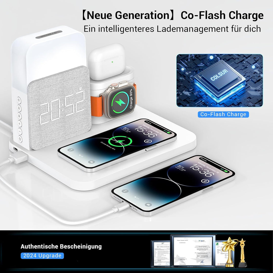 COLSUR 5 in 1 Ladestation für Apple Watch iPhone Airpods,15W Schnell Wireless Charger für iPhone 17/