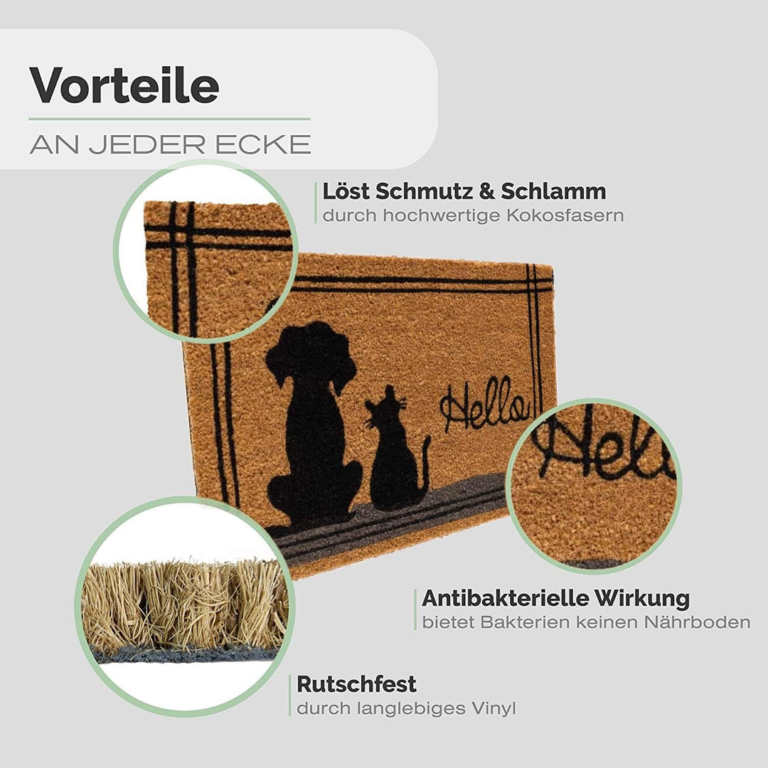 Entrando Fussmatte Kokos mit Motiv – schmutzfangmatte aussen & innen – kokosmatte fussmatte - rutsch