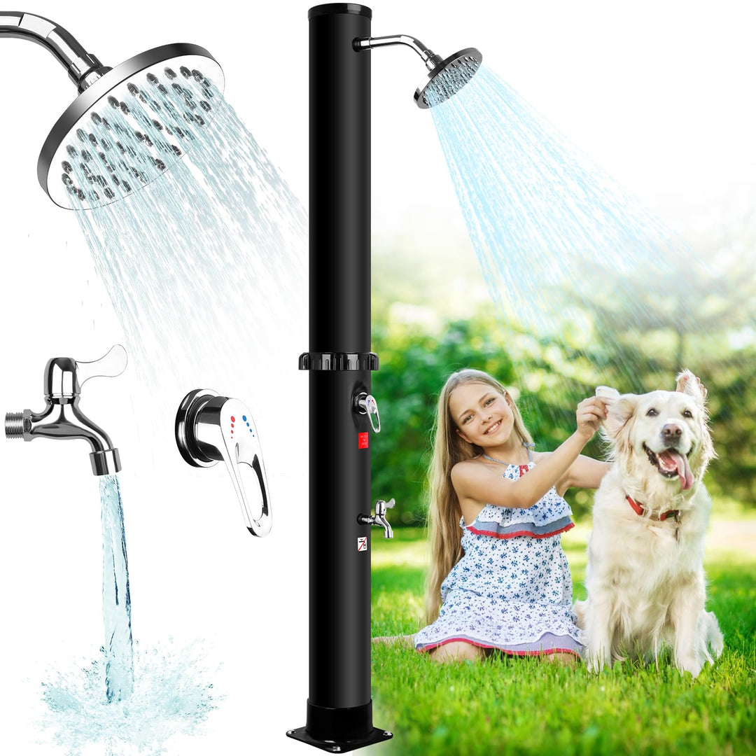 Solardusche Garten 40 Liter, Dusche Solar mit Duschkopf und Fusshahn, Ohne Stromanschluss, Warmes Wa
