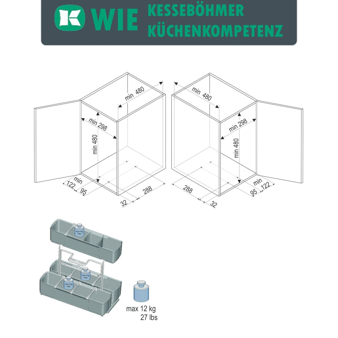 SOTECH CleaningAGENT Küchenauszug (BxTxH: 298 x 480 x 480 mm) Schrankauszug Putzmittelauszug Bodenmo