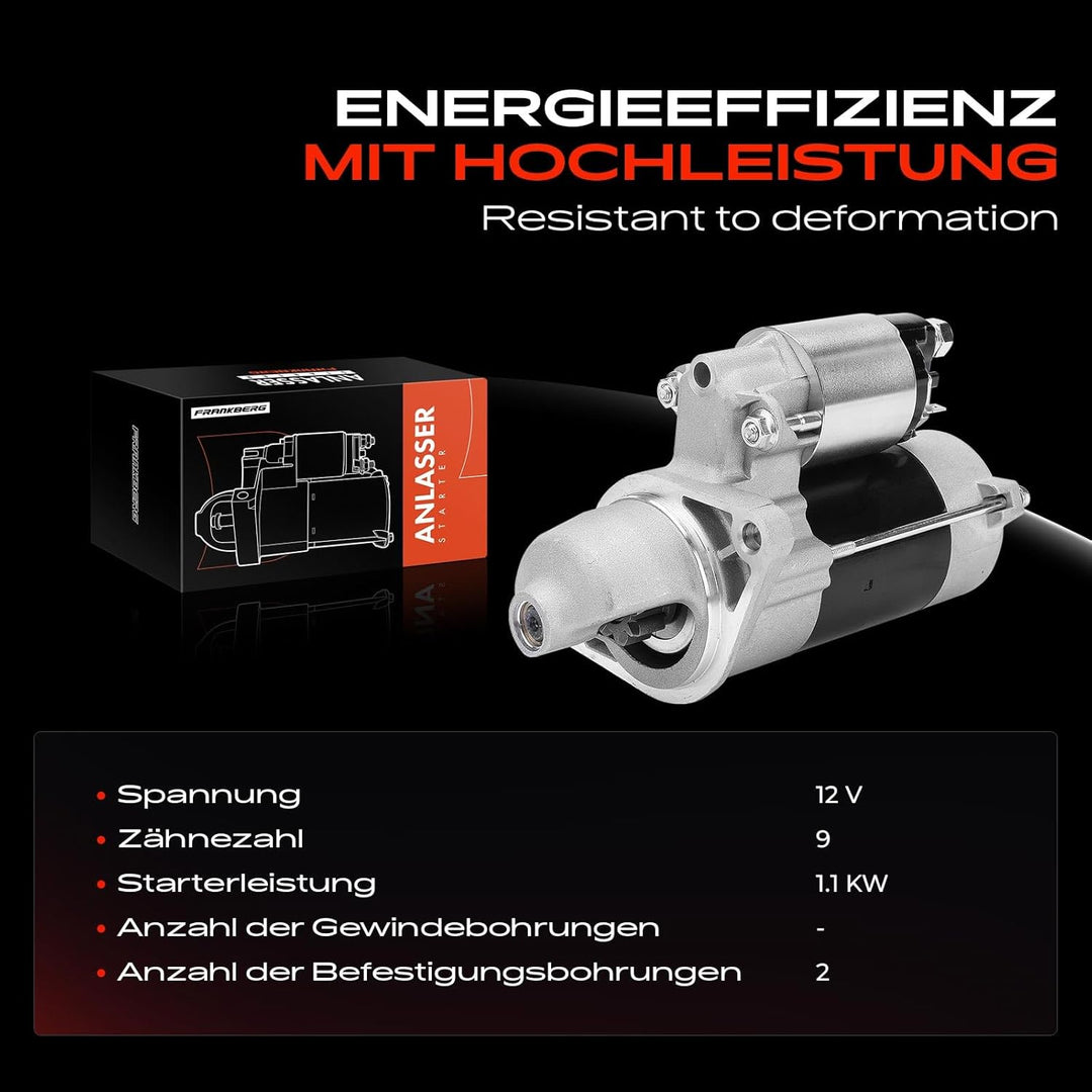 Frankberg Anlasser Starter 1,0 KW Kompatibel mit A.721 2005-Heute City 2012-2016 Coupe 2012-2016 Cro