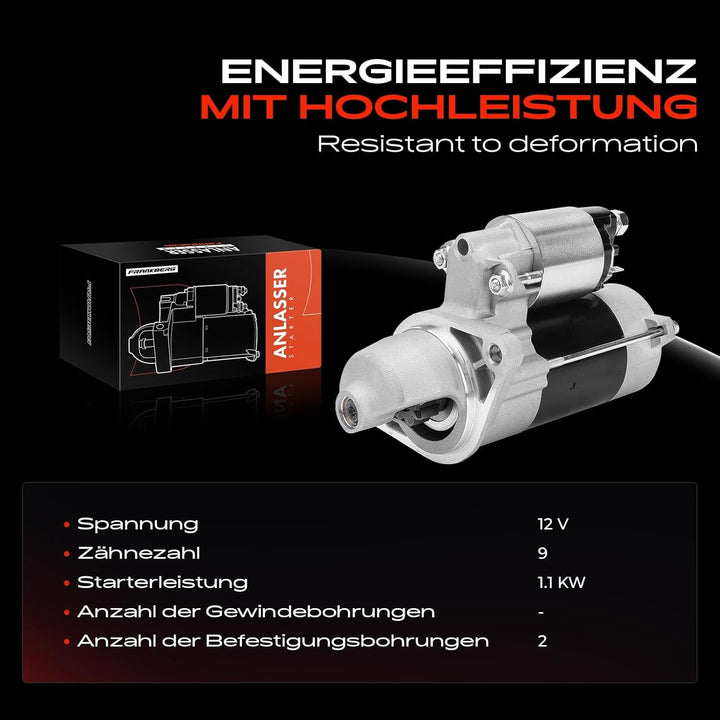Frankberg Anlasser Starter 1,0 KW Kompatibel mit A.721 2005-Heute City 2012-2016 Coupe 2012-2016 Cro